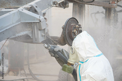 sandblasting of car body metal, car restoration