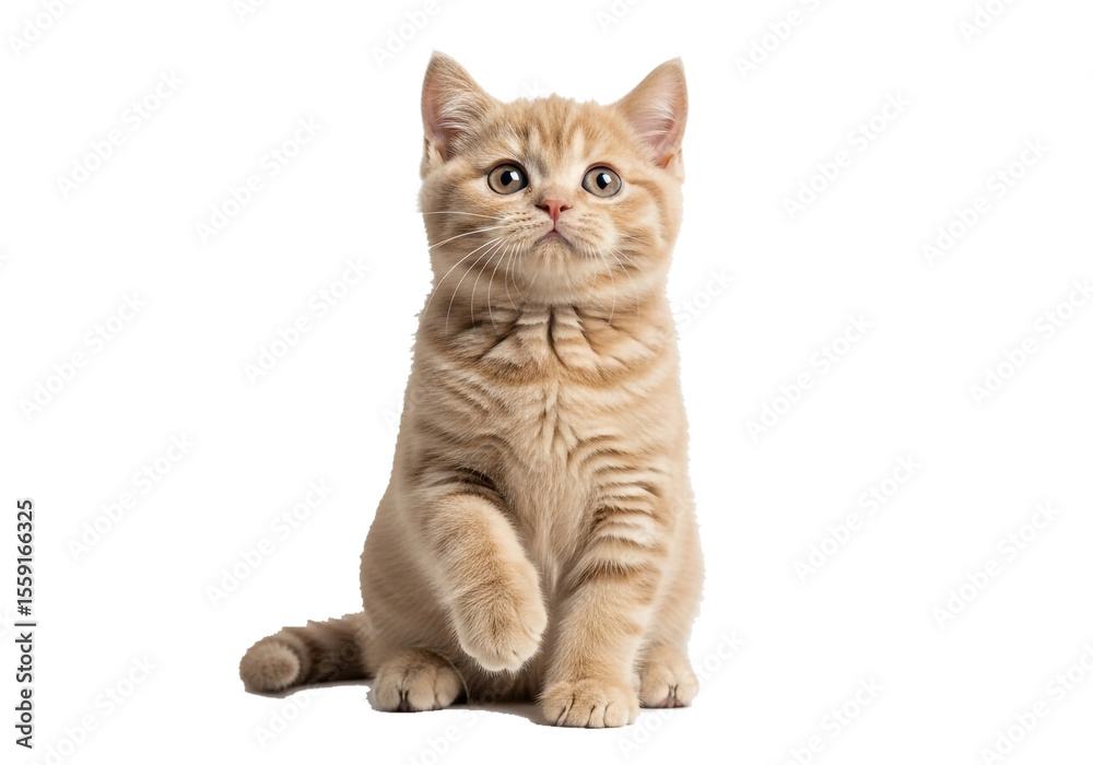 Obraz premium A light brownish-red British Short hair kitten, positioned in the center of the image
