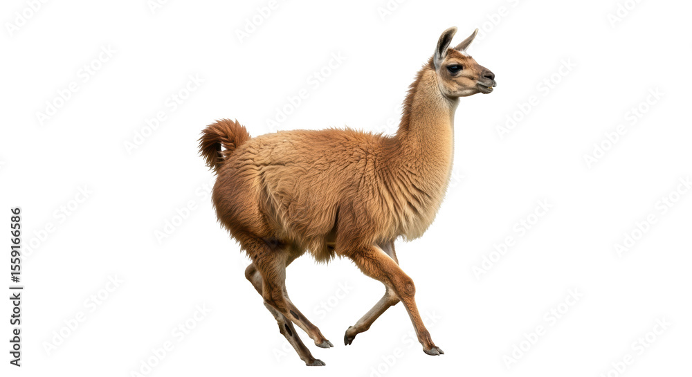 Obraz premium Isolated Running Llama on White Background