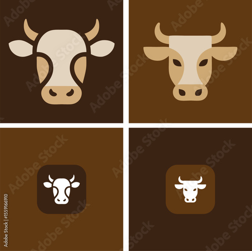 abstract cow head logo design illustration