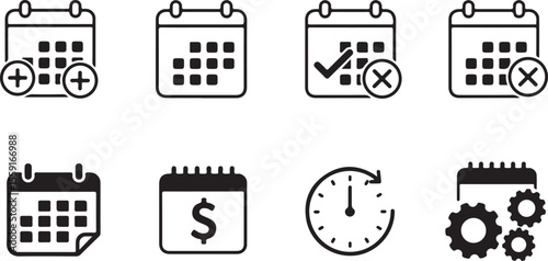 Calendar Icons Scheduling, Planning, Time Management, and Event Organization