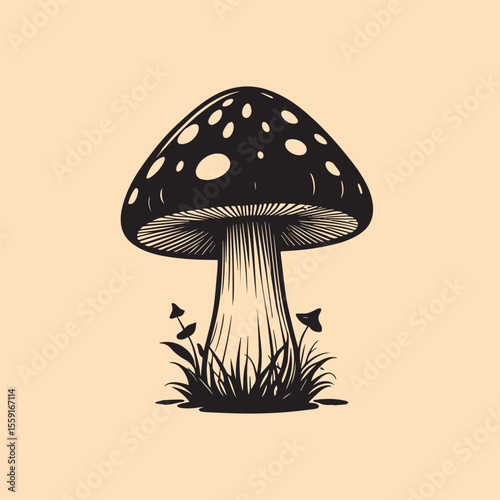 Minimalist mushroom design vector illustration