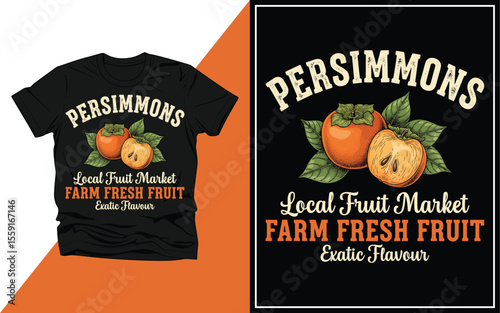 Persimmons farm fresh fruit t shirt vector illustration