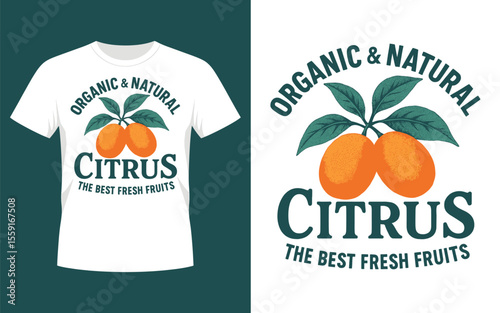 Organic citrus t shirt design vector illustration