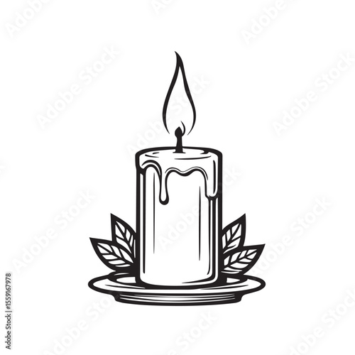 Burning candle with stand logotype design for branding or corporate identity