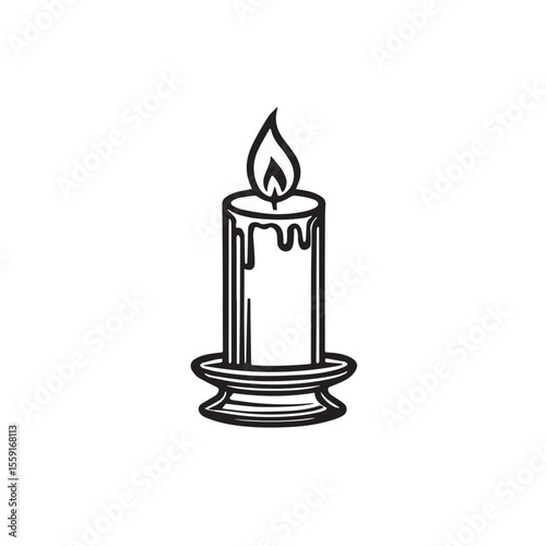 Burning candle with stand logotype design for branding or corporate identity