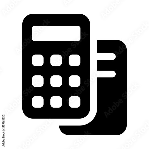 電卓とノートのアイコン　計算、会計、事務