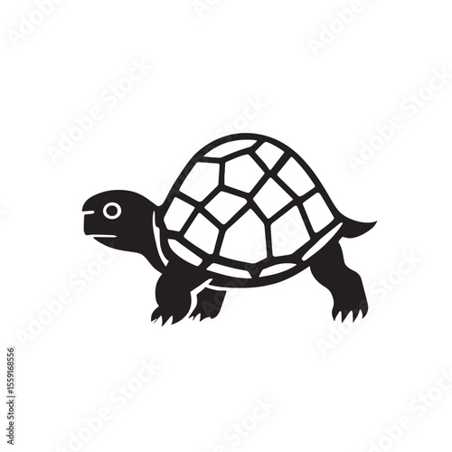 Sea turtle or tortoise silhouette isolated on white background