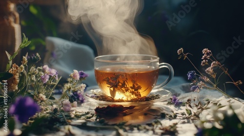 Herbal tea steaming