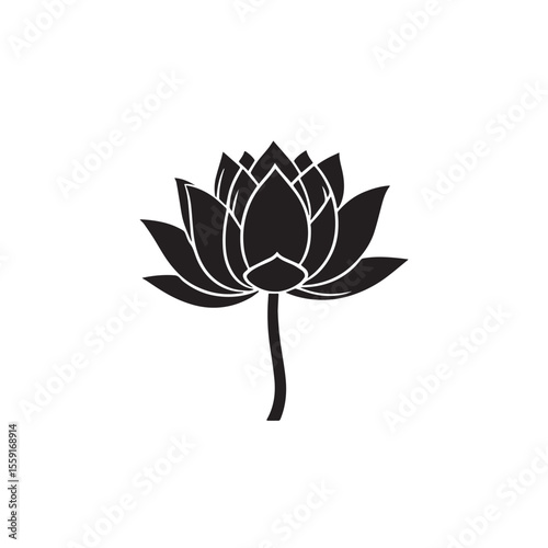 Minimalist water lily or lotus logo icon