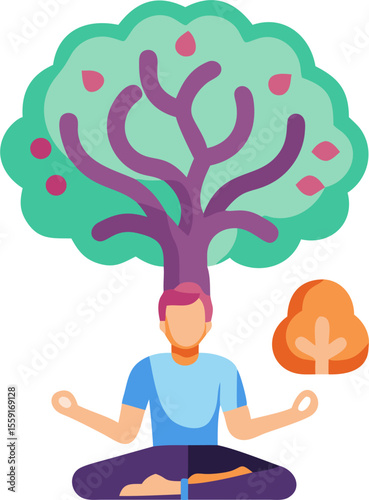 vector illustration of yoga tree