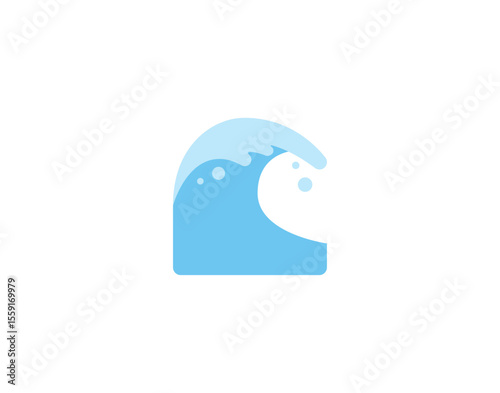 Sea wave vector emoticon. Wave emoji illustration. Color wave icon