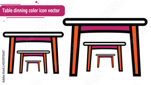 Table dinning color icon vector