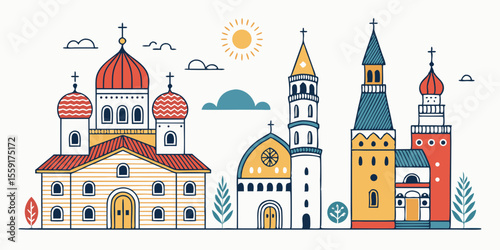 vector illustration of the castle of the world