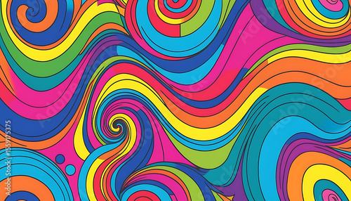 Vibrant Swirling Rainbow Abstract Background