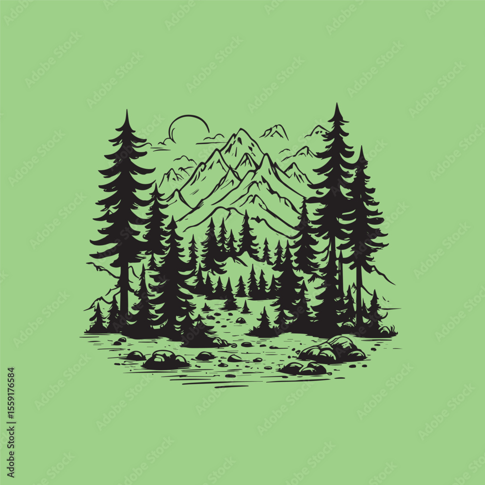 Naklejka premium Minimalist Forest Icon