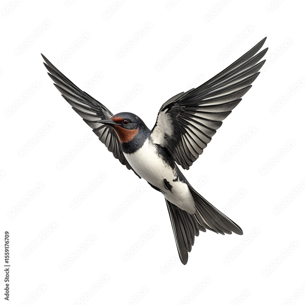 Fototapeta premium A bird in flight wings spread wide against a black background a detailed illustration