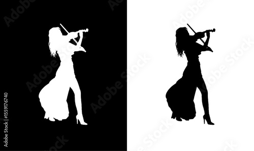 violinist playing women silhouette set vector illustration, women, women singing silhouette, music, song, fun, violin silhouette, violin, art, design, symbol, silhouette, icon, logo,