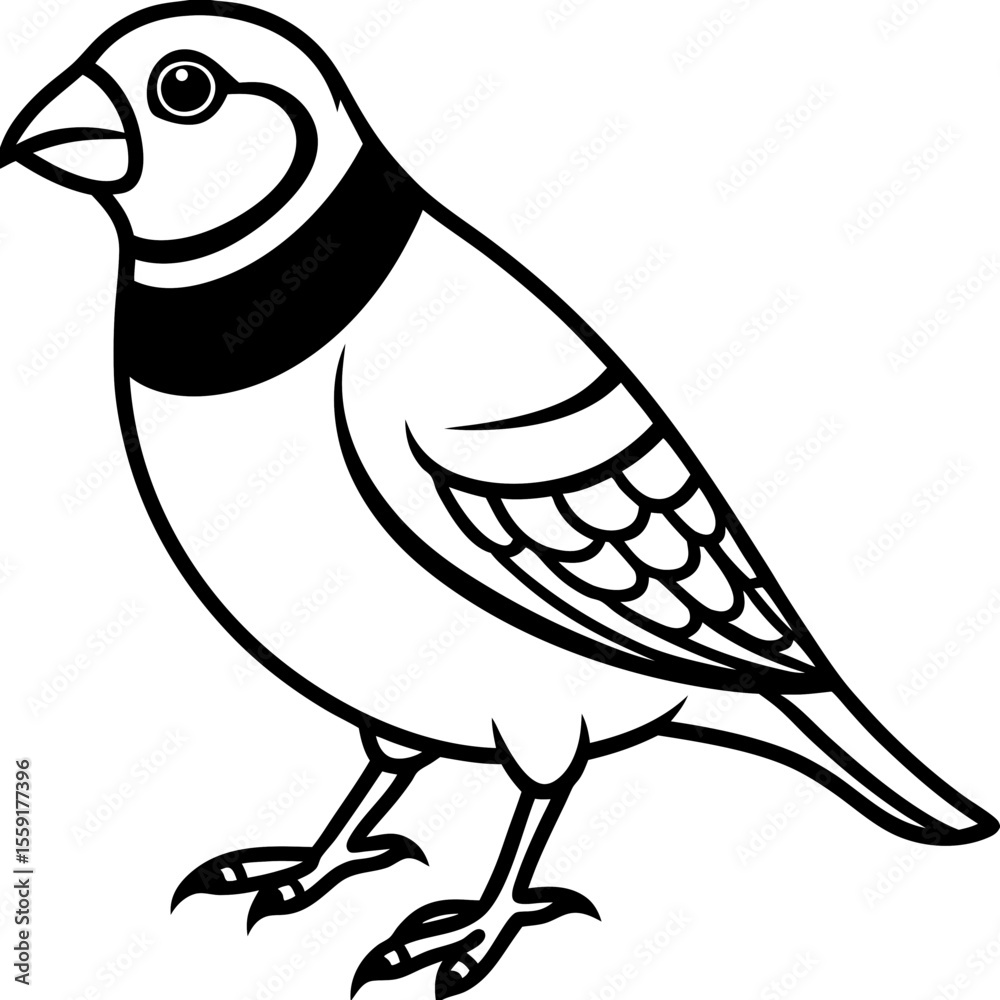 Obraz premium Elegant Zebra Finch Linear Drawing