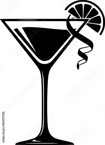 lemon drop martini black silhouette icon - of a soft drinks lemon drop martini, simple vector art
