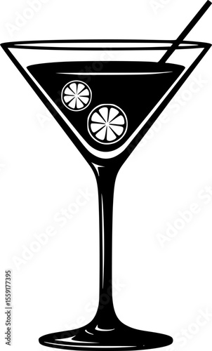 lemon drop martini black silhouette icon - of a soft drinks lemon drop martini, simple vector art

