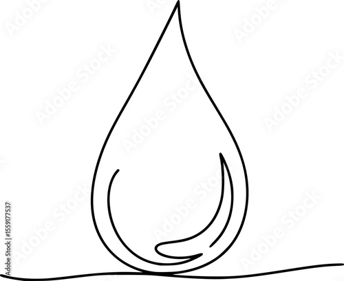 Water drop continuous one line drawing illustration. Doodle vector illustration, One line continuous waterdrop.
