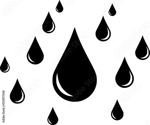 Water drop continuous one line drawing illustration. Doodle vector illustration, One line continuous waterdrop.
