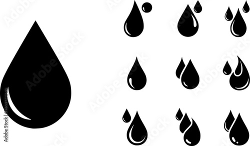 Water drop continuous one line drawing illustration. Doodle vector illustration, One line continuous waterdrop.

