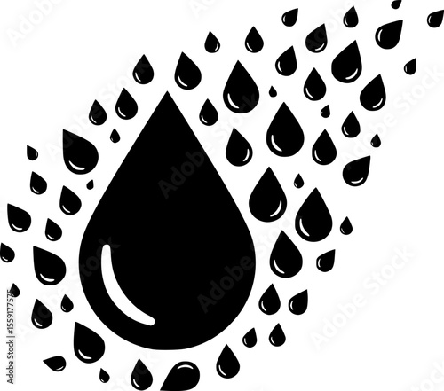 Water drop continuous one line drawing illustration. Doodle vector illustration, One line continuous waterdrop.
