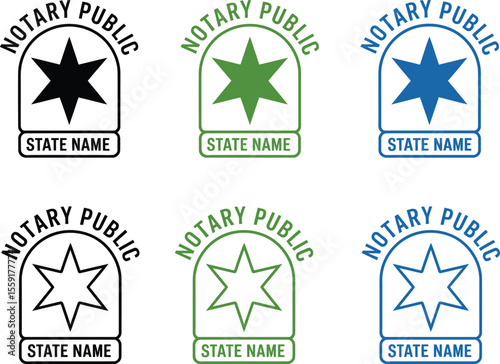 Notary public stamp logo design templates vector illustration collection