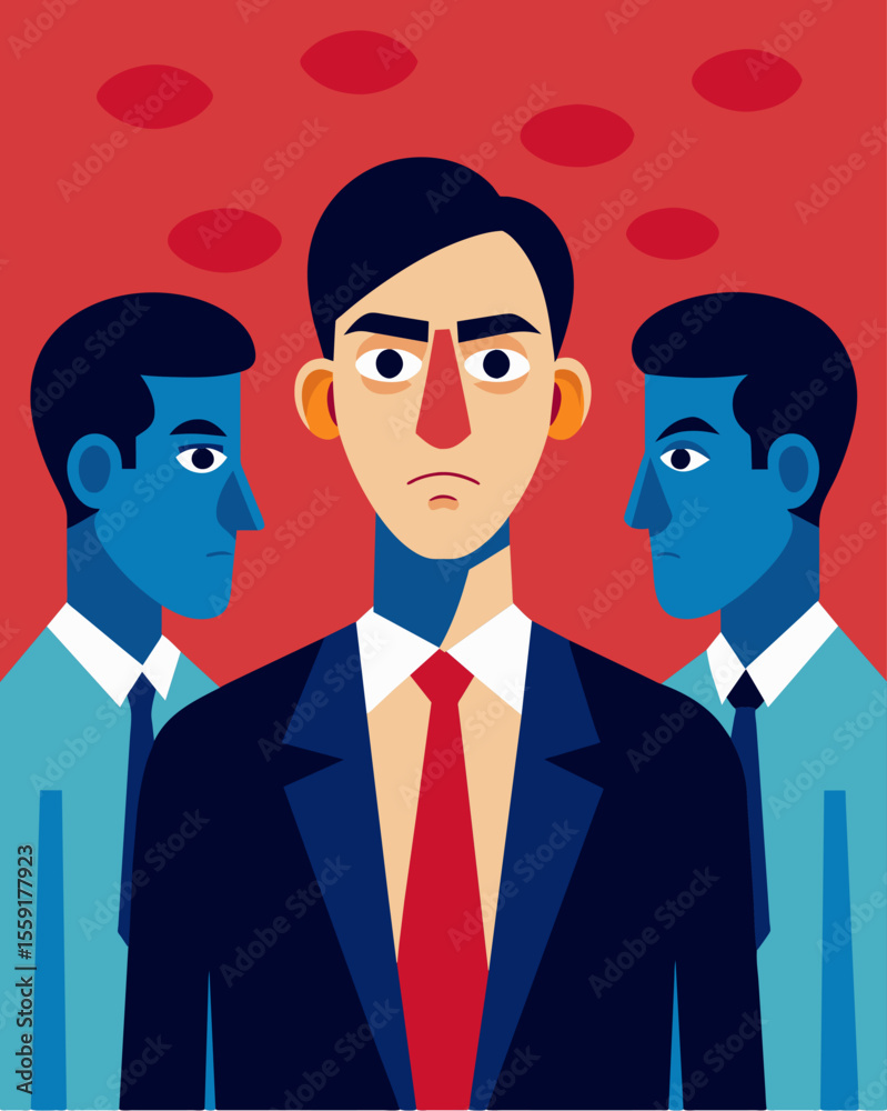 He avoids looking up knowing that the eyes of his colleagues are upon him silently evaluating his performance.. Vector illustration He avoids looking up knowing that the eyes of his colleagues are upon him silently evaluating his performance.. Vector illustration