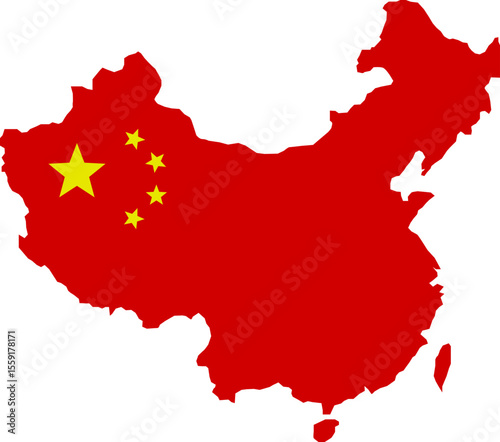 Map with flag of China