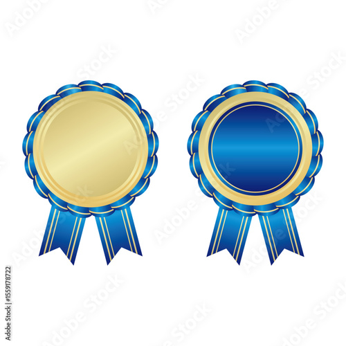 Gold and Blue Ribbon Badges Collection
