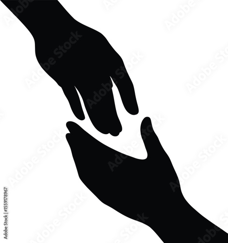 Reaching Out A Silhouette of Helping Hands Offering Support and Assistance