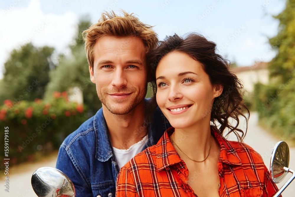 Fototapeta premium Couple Smiles Outdoor Adventure