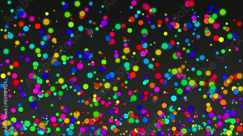 Colorful animated circles floating on black background