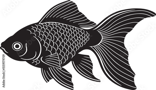 goldfish vector design, goldfish silhouette, goldfish transparent background