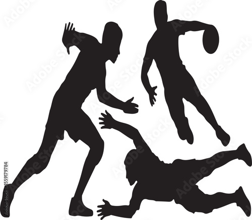 Rugby players in action vector illustration silhouettes depicting dynamic sports movements and competition