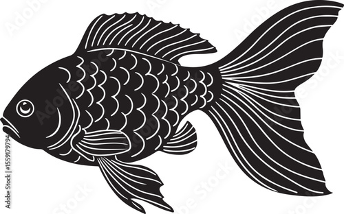 goldfish vector design, goldfish silhouette, goldfish transparent background