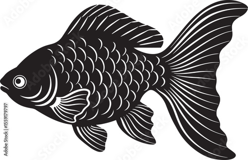 goldfish vector design, goldfish silhouette, goldfish transparent background