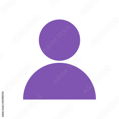 Flat purple user profile icon with circular head and half-circle body.