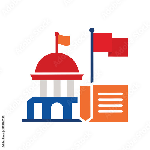 flag and document icons governmental assembly
