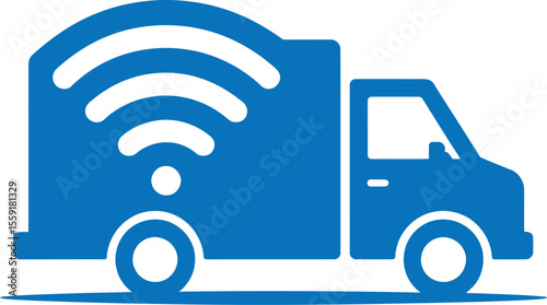 Delivery truck with wifi signal for fast shipping and tracking logistics illustration vector