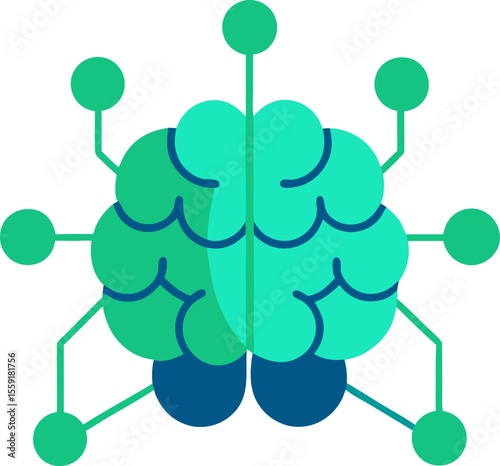 AI Brain and Neural Network Technology Icons