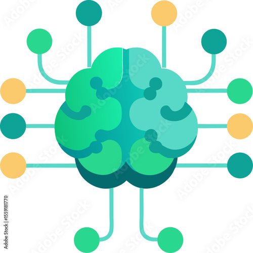 AI Brain and Neural Network Technology Icons