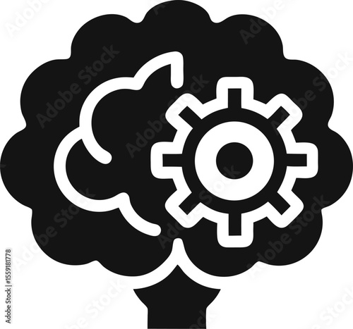 AI Brain and Neural Network Silhouette Icon