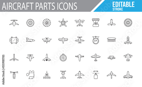 Aircraft Parts Icons for Aviation, Engineering, and Aircraft Design