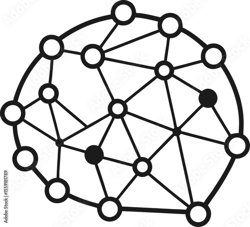 AI Brain and Neural Network Outline Icon 