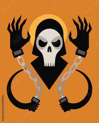 The phantom feeling of metal around their wrists an unseen force holding them back.. Vector illustration
