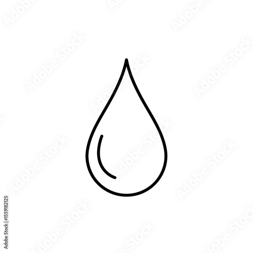 Isolated water drop illustration with a simple black outline on a clean white background style